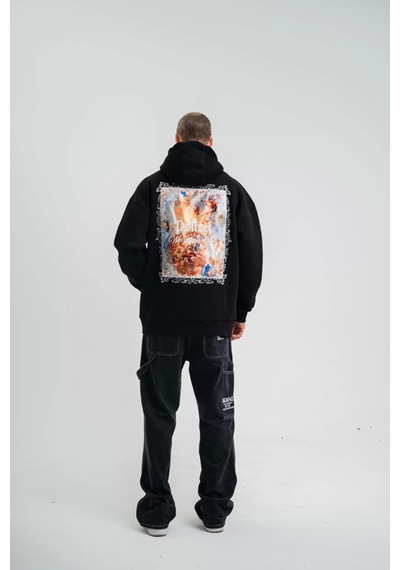 Polızeı Premium Kalite Kapşonlu Dijital Patchli Sweatshirt - Siyah