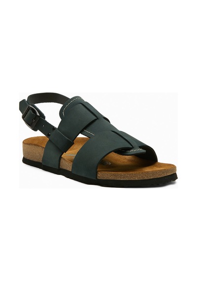 Comfortfusse Likya - Erkek Ortopedik Hakiki Deri Sandalet Lacivert Nubuk Deri