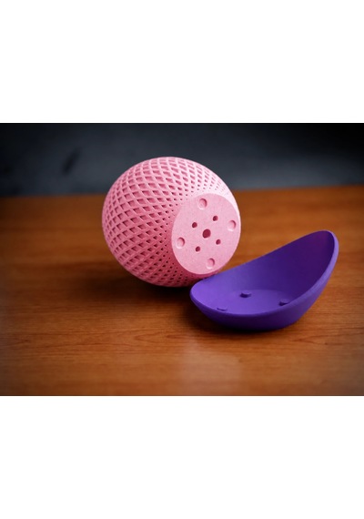 3d Baskı Küre Saksı - Kafes Dokulu İki Parçalı Dekoratif Saksı - Pembe-mor 32348370
