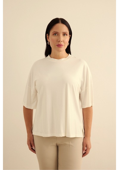 Aker Basic Rayon T-shırt Ekru Ekru
