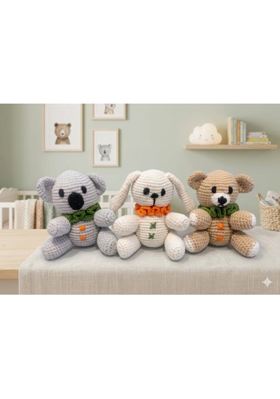 Amigurumi Oyuncak Bebek 3 Lü Set- Uyku Arkadaşı-montessori- Waldorf 001