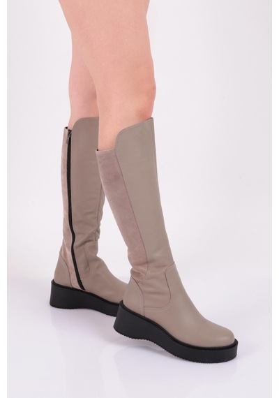 Dgn 22535-22k Kadin Kalin Taban Fermuarli Knee High Çizme 22535-2-R13180 Vizon