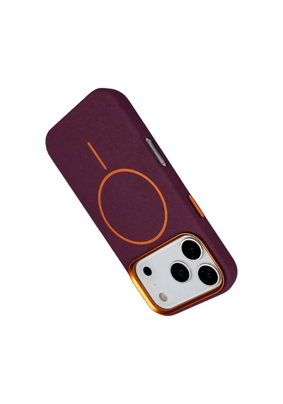 Joko Apple iPhone Uyumlu 18 Pro Max Luno Deri Magsafe Kapak - Bordo 00