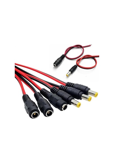 2.1 Dişi-erkek Led Birleştirme Kablosu 15cm Adaptör Jack Fişi Ve Kamera Kablosu 5 Takım