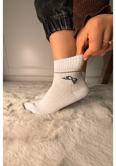 Ozzy Socks 3 Çift Kadın Taş Detaylı Dikişsiz & Takviyeli Patik Çorap Gri