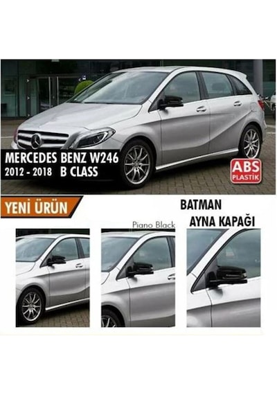 Sts Oto Aksesuar Mercedes Benz W246 2012-2018 Batman Yarasa Ayna Kapağı Piano Black Abs Plastik (01)