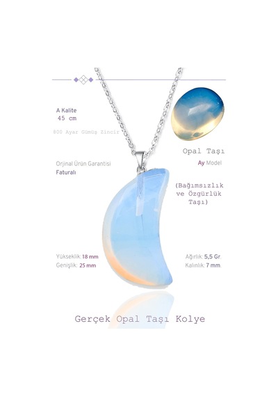 Erilsa Sertifikalı Gerçek Ay Model Opal Taşı Kolye Çok Renkli