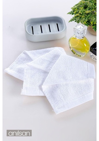 12'li Mini Havlu - 26x26 Cm, %100 Pamuk, Bebek Ve Çocuklar İçin, Yüz Havlusu Olarak Kullanıma Uygun Beyaz