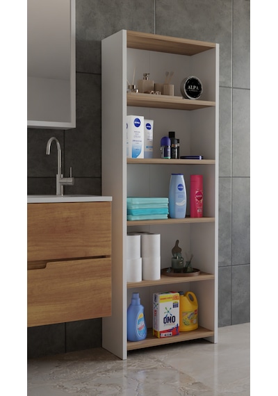 Banyo Çamaşır Dolabı 5 Raflı 150 Cm Çok Amaçlı Saklama Ve Düzenleyici Raf Beyaz - Atlantik Çam Banyo Çamaşır Dolabı 5 Raflı 150 Cm Çok Amaçlı Saklama Ve Düzenleyici Raf Beyaz - Atlantik Çam