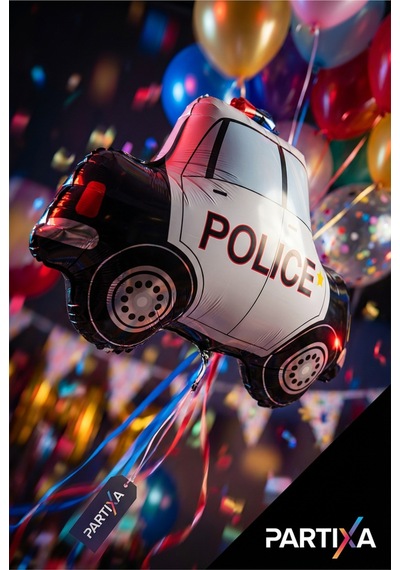 Polis Arabası Folyo Balon 76x59 Cm Polis Temalı Çocuk Doğum Günü Parti Süsü Çok Renkli