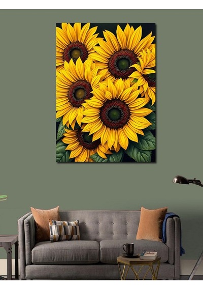 Kanvas Tablo Parlayan Günebakan Demeti 50cmx70cm