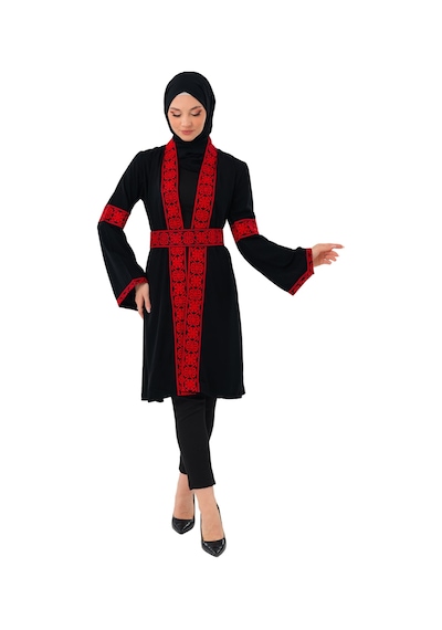 Zaytoon Filistin Kırmızı Nakışlı Siyah Filistin Kısa Kaban Abaya C100053 Kırmızı-siyah Zaytoon Filistin Kırmızı Nakışlı Siyah Filistin Kısa Kaban Abaya C100053 Kırmızı-siyah