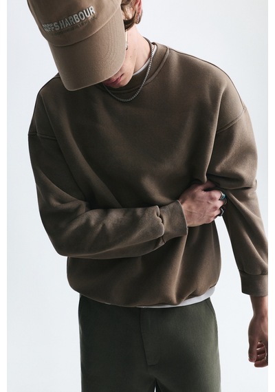 Vamos Basic Oversize Yıkamalı Sweatshirt Vizon