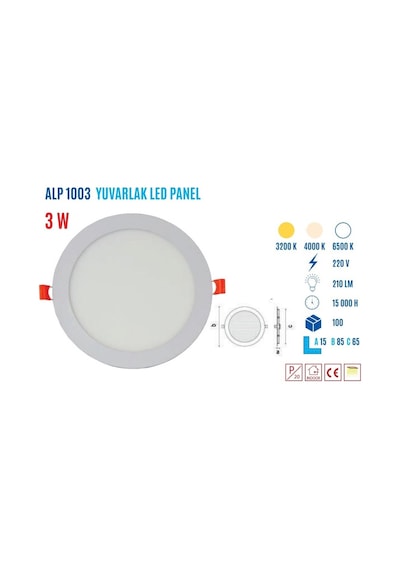 Ycl Alp-1003B 3W Sıvaaltı Yuvarlak Beyaz Led Panel