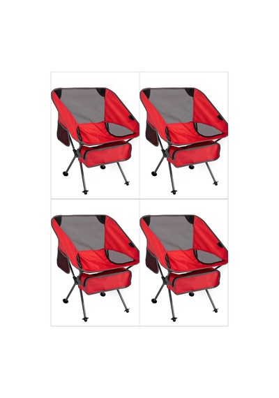 Mini Kamp Sandalyesi 4 Lü Set Kırmızı