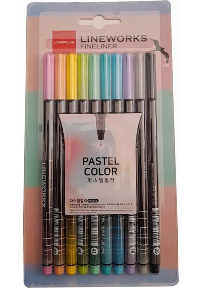 Lineworks Fineliner Pastel 10 Renk Kalem Seti 0.5mm 1 Paket 10 Renk Keçe Uçlu Kalem