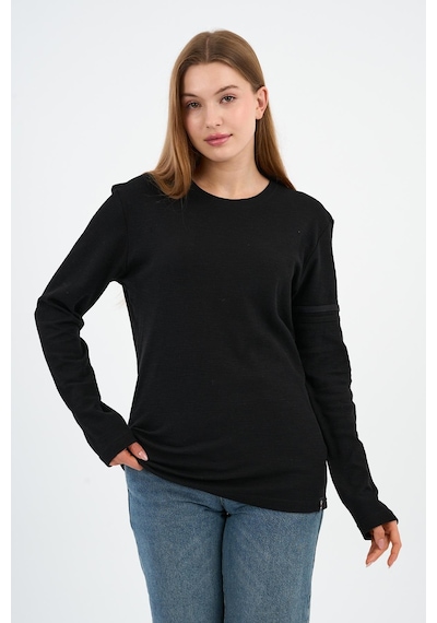 Alexander Gardi Kol Detaylı Bisiklet Yaka Basic Sweatshirt Wk25425 Siyah