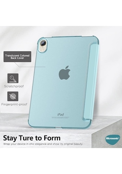 Microsonic Apple Uyumlu iPad Mini 6 2021 Smart Case Ve Arka Kılıf Pembe