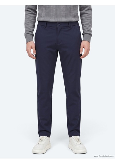 Kip Lacivert Düz Dokuma Jogging Fit Casual Pantolon Pant-3559