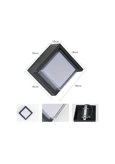 Tr Modern Led Duvar Aplik, 15w, 1500 Lümen, 3200k, Gün Işığı, Ip44, Siyah, Modern Tasarım Led Aplik İç Ve Dış