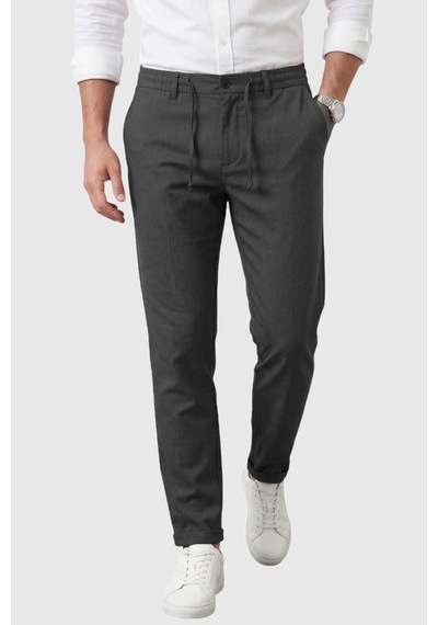 Deep Sea Deepsea Füme İtalyan Kesim Slim Fit Likralı Duble Paça Erkek Spor Pantolon 2602050