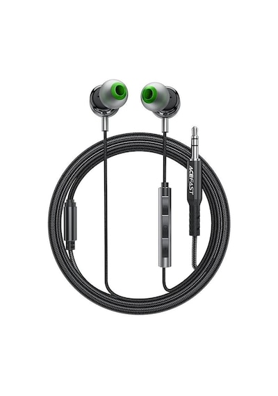 Acefast 3.5mm Kablolu Hd Mikrofonlu Kulaklık Uzaktan Kumandalı Aux Girişli Kulaklık 1.2 Metre - Siyah - L4