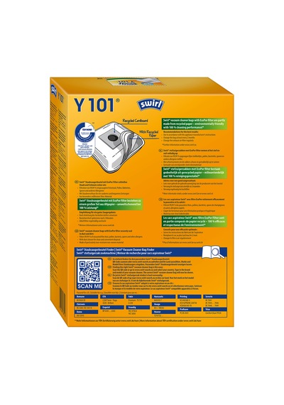 Swirl Y101 EcoPor  Grundig Uyumlu  Privileg ve Severin Elektrikli Süpürgeler için Toz Torbası