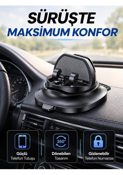 Araç İçi Telefon Tutucu Gizlenebilir Telefon Numaralı Katlanabilir Telefon Standı 63132899
