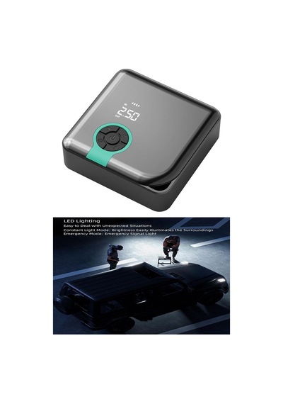 Hava Pompası Şarjlı Taşınabilir Basınç Göstergeli Kompresör Powerbank Lastik Şişirme Pompa Kit Hediy