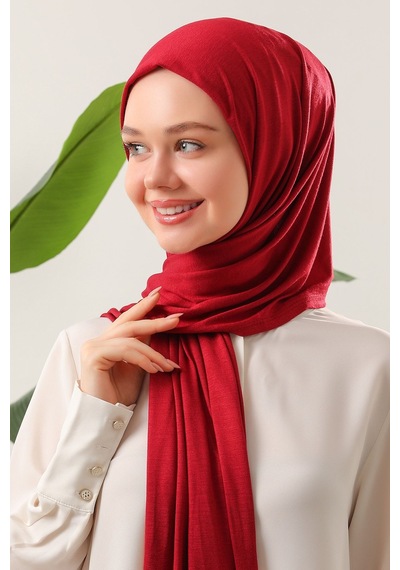 Melodi Scarf Tesettür Penye Şal Bordo Bordo