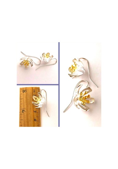 Omeniv Floral Tasarım Gümüş Ton Uzun Çengel Küpe 41912967 Gümüş