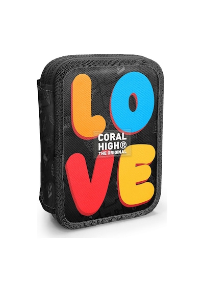 Coral High Erkek Çocuk Siyah Çok Renkli Love Baskılı Katlı Organizer Kalemlik Kalem Kutusu 31109 Mavi - Sarı