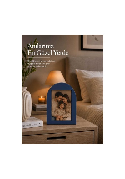 Modern Dekoratif Şık Masa Saati Çift Taraflı Çerçeve Ve Saat Lacivert Lacivert