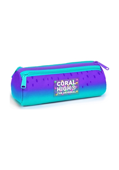 Coral High Üç Gözlü Okul Kalem Çantası - Kız Çocuk - Mor Turkuaz Çok Renkli