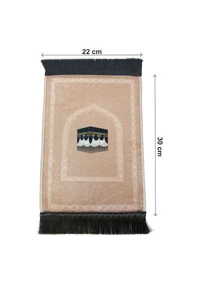 Mini Alın Seccadesi Kaymaz Taban Desenli Cep Tipi Seyahat Namaz Seccadesi - Açık Kahve Açık Kahverengi