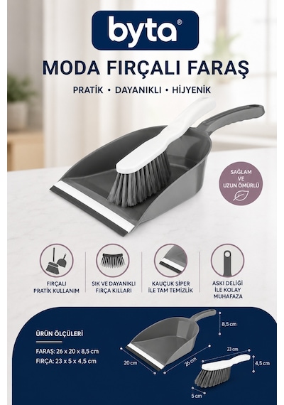 Moda Fırçalı Faraş Seti Ergonomik Saplı Kauçuk Dudaklı Pratik Temizlik Seti Karışık Renk Mor Siyah Bej 1 Adet Karışık Renk Gönderilir Diğer