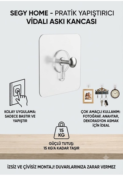 Yapışkanlı Vida Şeffaf Duvara Monte Vida Kancaları, Iz Bırakmayan Asma Çivi Kancaları Tutucular Vidalar, Banyo Mutfak Oturma Odası Için Dekoratif Tablolar Asmak Için Şeffaf Vida Duvar Çivisi 4 Adet Yapışkanlı Vida Şeffaf Duvara Monte Vida Kancaları, Iz Bırakmayan Asma Çivi Kancaları Tutucular Vidalar, Banyo Mutfak Oturma Odası Için Dekoratif Tablolar Asmak Için Şeffaf Vida Duvar Çivisi 4 Adet