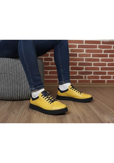 Catelli %100 Deri Ortopedik Erkek Rahat Günlük Sneaker Mevsimlik Taraftar Ayakkabı 40-44 Sarı Lacivert Catelli %100 Deri Ortopedik Erkek Rahat Günlük Sneaker Mevsimlik Taraftar Ayakkabı 40-44 Sarı Lacivert