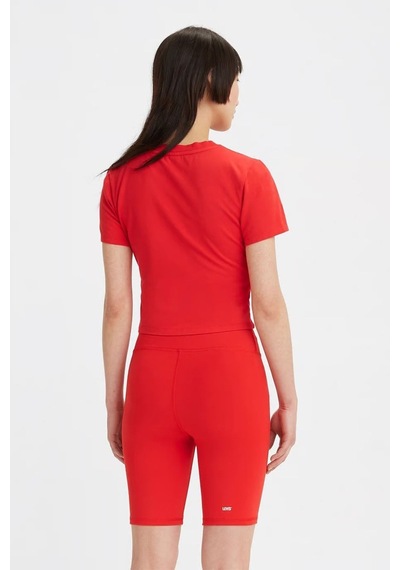 Levi's Kadın Bisiklet Yaka Pamuklu Dar Kesim Basic Crop Kırmızı T-shirt - A3718 001