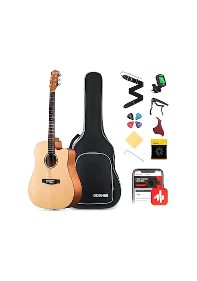 Donner Dad-140c Dreadnought Akustik Gitar Paketi Natural