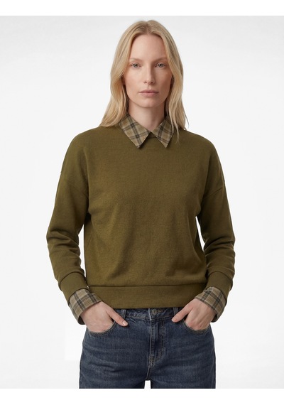 Koton İki Farklı Kumaş Kullanımlı Kombine Uzun Kollu Ekose Gömlek Yaka Sweatshirt Haki 6sak10180ek Koton İki Farklı Kumaş Kullanımlı Kombine Uzun Kollu Ekose Gömlek Yaka Sweatshirt Haki 6sak10180ek