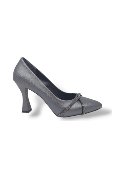 Zerhan 355 Kadın Platin Taşlı Kadeh Topuk Stiletto Ayakkabı Platin