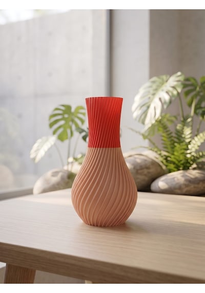 Dekoratif Vazo, 15 cm, 3D Baskı (Turuncu+Ten)
