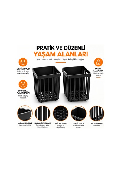 Orret Home 2 Adet Duvara Yapışkanlı Mini Sepet Organizer Diş Fırç Diğer
