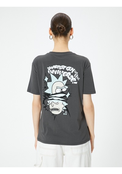 Koton Rick And Morty Tişört Lisanslı Arkası Baskılı Kısa Kollu Antrasit 4sal10552ık Antrasit