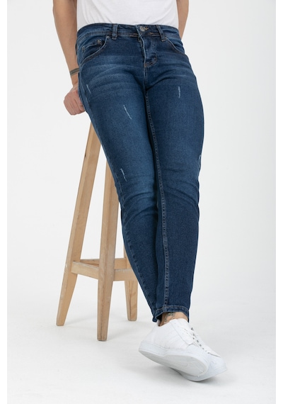 Onezero Erkek Mavi Destroy Skinnyfit Likralı Jean Kot Pantolon Mavi