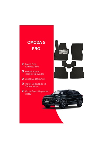 Chery Omoda 5 Pro Uyumlu Hücreli Yüzey Eva Paspas Seti Paspas Takımı Siyah Yüzey
