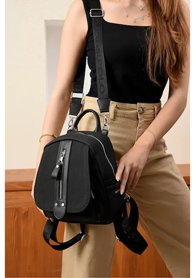Just Polo Kadın Günlük Kullanıma Uygun Ayarlanabilir Askılı Lüks Sırt Çantası Shopper Siyah