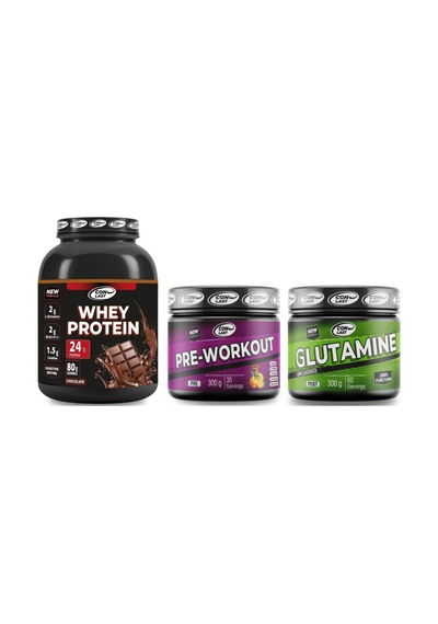 Whey Protein 2000g Çikolatalı/pre-workout 300g/glutamıne 300g Çikolatalı