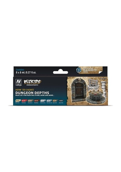 Vallejo 80251 8x8 Ml. Dungeon Dephts, Wizkits Serisi Model Boyası Seti Renkli